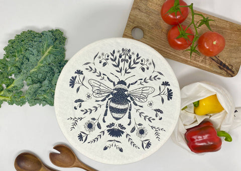 Reusable, fabric bowl covers are a simple and cute swap for single-use plastic wrap! These bowl covers are great when bringing a dish to a potluck or keeping leftovers fresh at home. They even work to keep fruit flies away from your produce.