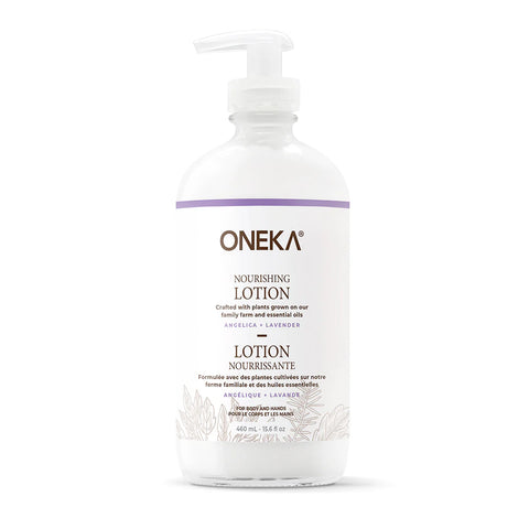 Oneka's refillable, all natural body lotion is a deeply hydrating synergy of plants, nourishing oils and shea butter. Perfect for all skin types, this lotion is non-greasy and quickly absorbed.
