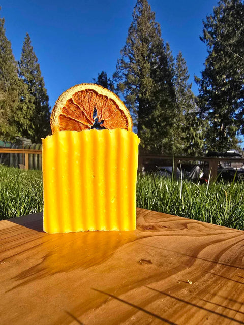 This Citrus Burst Tallow Soap Bar is juicy, fresh and bursting with orange. Citrus Burst will leave your skin feeling nourished and rejuvenated!