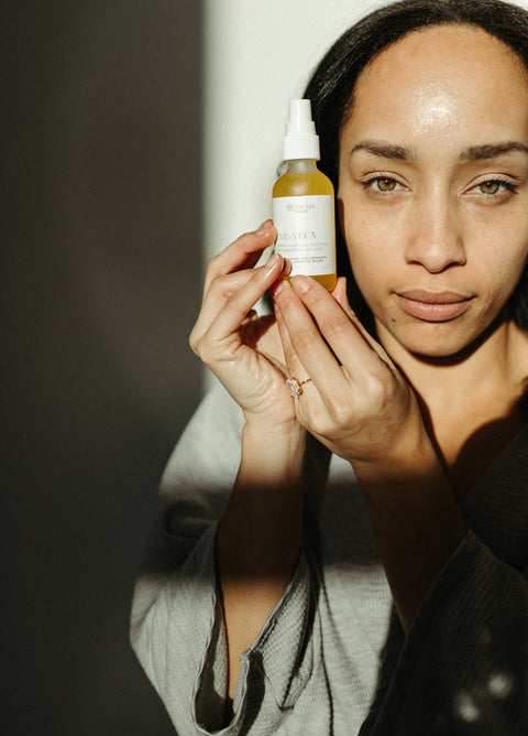 Genesis Tallow Eye Makeup Remover gently dissolves and lifts away makeup, promotes eyelash growth, and calms puffiness.