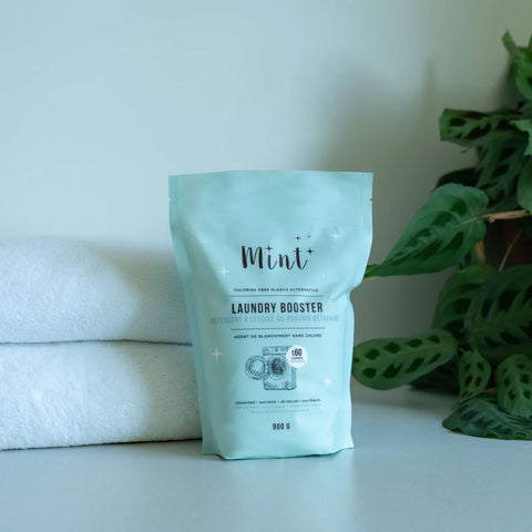 Mint Cleaning Laundry Booster is a safe and natural bleach alternative that eliminates the toughest stains and odours.