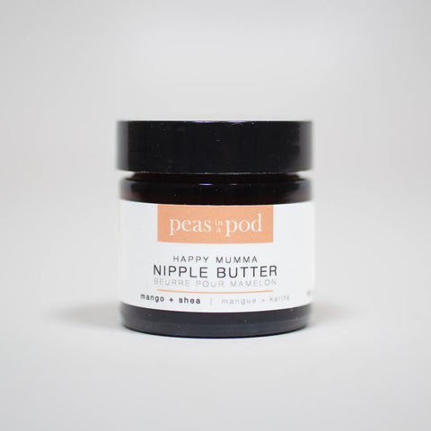 This lanolin-free Mama Nipple Butter is a rich, natural ointment made with organic Cocoa, Shea and Mango butters. It soothes, nourishes and moisturizes sore and cracked nipples.