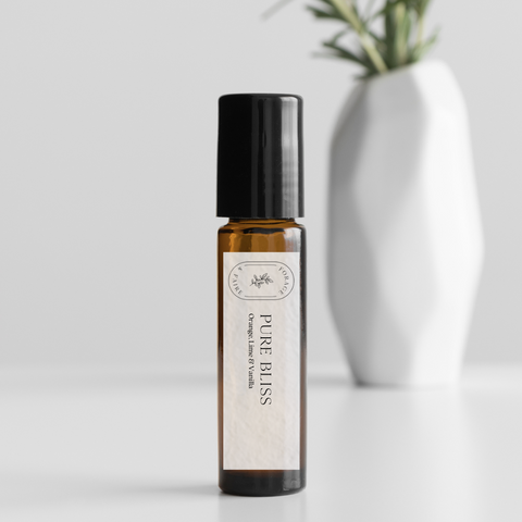 Our Pure Bliss Essential Oil Roll-On is a delightful blend of Sweet Orange, Lime and Vanilla crafted to elevate your mood and infuse your days with positivity!