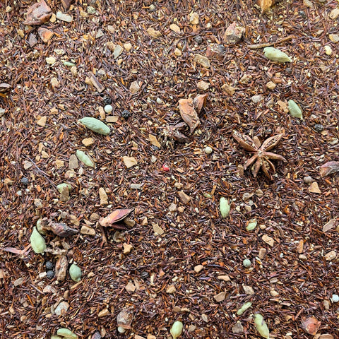 Our Chai Rooibos is a caffeine-free Rooibos based Chai. This blend offers a cozy, smooth Chai without the caffeine.