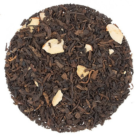 Our organic Scottish Caramel Pu Erh Style Black Tea is indulgent, smooth and rich. This dessert-inspired blend is a full bodied Pu Erh style Black Tea thats blended with sweet almond pieces and a natural caramel, toffee flavour.