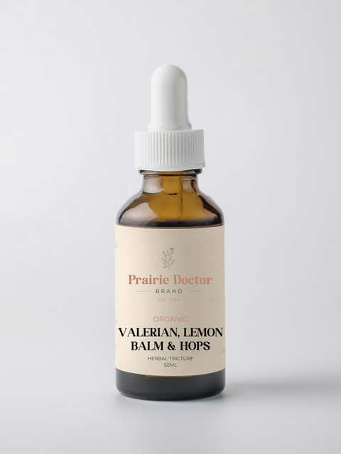 Our organic Valerian, Lemon Balm & Hops herbal tincture blend is crafted using organic, sustainably sourced herbs. This blend has been created to help relieve difficulty in falling asleep as a natural sedative and calmative.