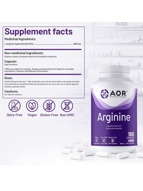 Arginine 600 mg (180 VCaps)