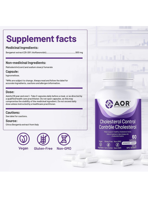 Cholesterol Control helps maintain healthy cholesterol levels (total, LDL and HDL), which is important for cardiovascular health.
