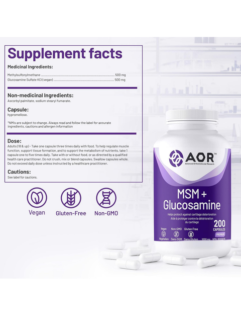 MSM + Glucosamine is specifically designed for improving joint function in those suffering from osteoarthritis.