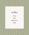 Our Amber Perfume is warm, rich, and softly sweet. Amber wraps you in a comforting glow and offers notes of creamy vanilla blended with the resinous depth of benzoin and the earthy warmth of labdanum, creating a scent that is both grounding and gently sensual.
