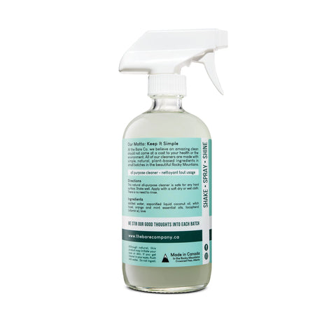Orange, minty, and fresh! This all purpose cleaner is great for cleaning any hard surface in your home. With all natural ingredients and a bright, fresh scent, our most popular cleaner helps you make chores a little more fun. Cleaning your home while boosting your mood sounds like a win-win situation to us! And to top it off, we add love to every bottle.