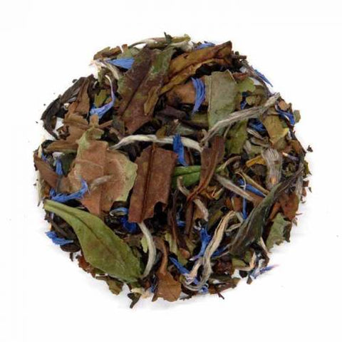 Our Blueberry White Tea is a delicate fusion of organic white tea, elderberries, and striking blue cornflowers, offering a light, fruity cup with a touch of berry-sweetness. The smooth Bai Mu Dan base shines through, complimented by natural blueberry essence that never overpowers the palate.