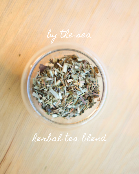 Our organic By the Sea Herbal Tea is a coastal-inspired blend that refreshes the spirit and soothes the senses. By the Sea is made with a blend of light and breezy herbs such as Kombu and Lemon Balm, bringing the ocean air and sunlit shores to wherever you are.