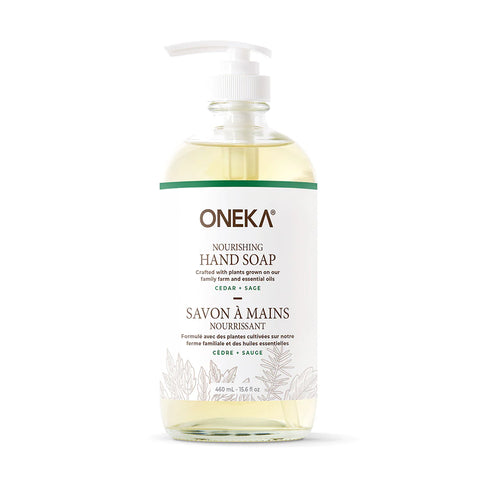Oneka's refillable, all natural hand soap is consciously crafted with our organic plants carefully selected for their cleansing, nourishing, and PH balancing properties.