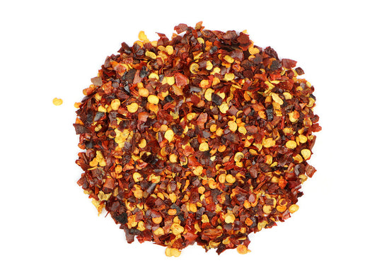 Chili Pepper Flakes (Capsicum annuum) are coarsely ground from the whole Red Chili Peppers. Chili Flakes are between 20-50K HU and are considered to be highly pungent.