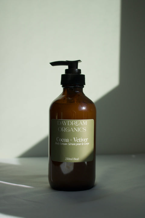 Our Body Serum is a rich, deeply nourishing natural skin treatment designed to replenish dry skin and lock in lasting moisture. Handcrafted with a blend of organic oils, butters, and waxes, this serum melts into the skin effortlessly leaving it feeling soft, smooth, and comfortably hydrated.&nbsp;