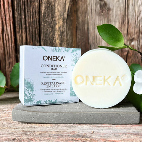 Oneka Conditioner Bars are consciously formulated and crafted with natural ingredients to moisturize and deeply nourish the hair. Featuring artisanal organic apple cider vinegar made on our family farm, to naturally condition the hair and soothe the scalp. This conditioner bar is packed full of botanical ingredients and ultra-gentle, plant-derived conditioning agents to leave you with healthy and nourished hair!