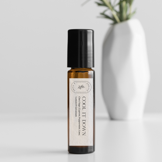 Our Cool It Down Essential Oil Roll-On has been created to offer natural support during menopause. Created from a variety of essential oils that are renowned for their hormone-regulating properties, this blend can help to reduce hot flashes and night sweats, balance the mood, ease stress and anxiety and more.