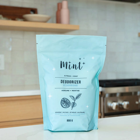 Mint Deodorizer is a versatile, natural solution for eliminating odours on carpets, couches, mattresses, sinks, garbage bins, and more. Infused with refreshing mint and citrus essential oils, this 800g deodorizer is designed to leave your home smelling clean and fresh while tackling tough odours with ease.