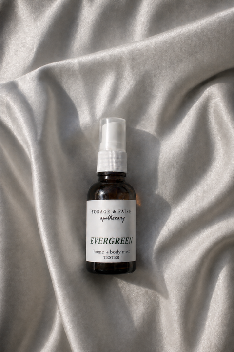 Evergreen is a crisp, woodsy home + body mist that captures the feeling of walking through a quiet forest after fresh snowfall. Cool mint and deep evergreen notes create a clean, invigorating aroma that feels both refreshing and grounding. Fresh, airy, and full of life, this scent brings the calm stillness of the outdoors into your space and daily rituals.