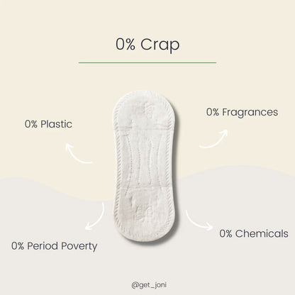 Joni organic cotton pads are a biodegradable and eco-friendly alternative for the menstrual cycle.
