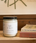Indulge in the aroma of nature with our Forest Faire soy wax candle. Crafted with cedarwood, orange, frankincense, douglas fir, and balsam fir essential oils, this candle offers a refreshing and calming scent.
