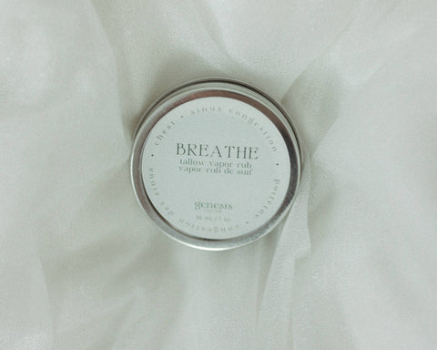 Genesis Tallow's Breathe Tallow Vapor Rub promotes clarity of mind, relieve chest + sinus congestion and helps you feel good about what's going on in your body!