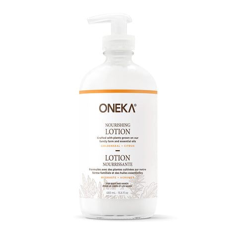 Oneka's refillable, all natural body lotion is a deeply hydrating synergy of plants, nourishing oils and shea butter. Perfect for all skin types, this lotion is non-greasy and quickly absorbed.