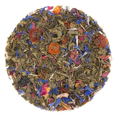 This refreshing, organic Grapefruit Rose Green Tea is a smooth green tea beautifully paired with the soft tartness of Rosehips and a burst of grapefruit.