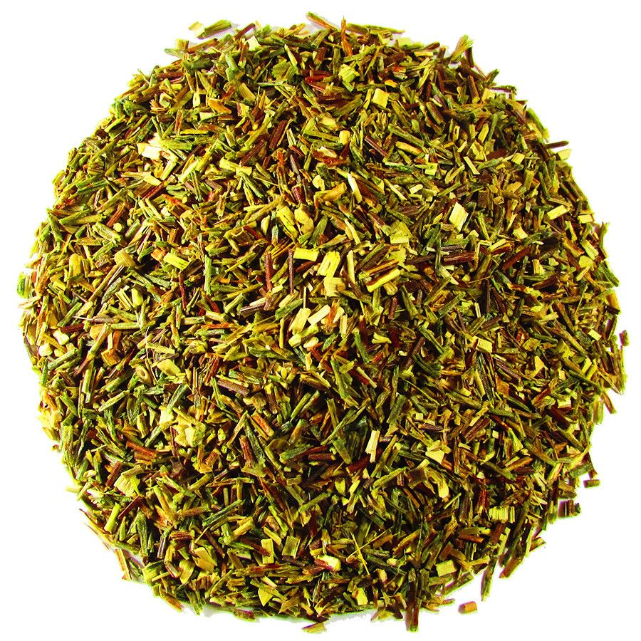 Green Rooibos (Aspalathus linearis) is quite different compared to red rooibos tea. It is not oxidized, contains a slightly herbal aftertaste, and brews light in color which makes it a perfect for those that find red rooibos too sweet. Green rooibos is a hearty tea and once brewed it produces a soft golden color with an amber hue, and warm scent.