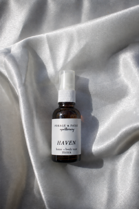 Haven is a soft and comforting home + body mist that's been created to bring a sense of calm and ease to both body and space. Gentle floral notes blend with a warm, creamy sweetness, creating an aroma that feels peaceful, familiar, and deeply relaxing. Perfect for quiet evenings, fresh linens, or moments when you need to slow down, Haven surrounds you with feelings of safety and tranquility.