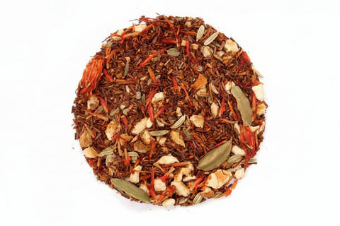 Maple Spice Rooibos is a warm, flavorful organic tea blend with smooth maple sweetness and aromatic spices. 