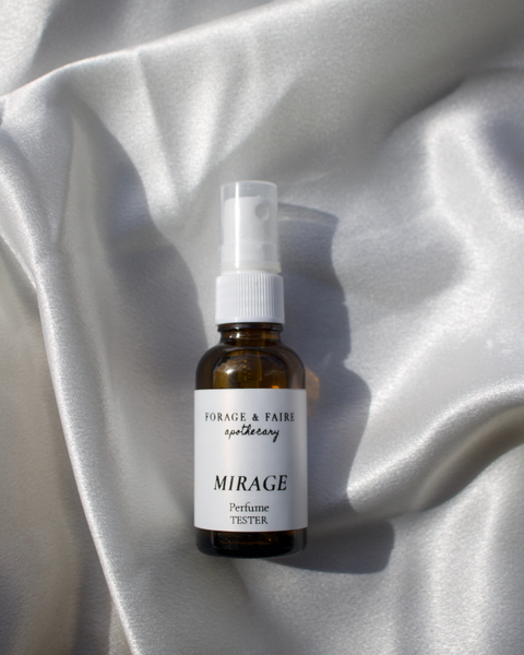 Our Mirage Perfume is a soft, mysterious scent that feels both airy and deeply alluring. Cool, luminous notes drift into delicate florals and velvety warmth, creating a scent that seems to shift and unfold with time. Ethereal yet grounding, Mirage captures the beauty of something just beyond reach - it's subtle, radiant, and quietly unforgettable.