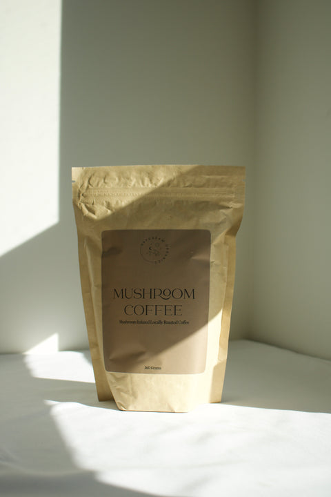 Our Mushroom Coffee is a herbalist-formulated blend of organic coffee from Smoking Gun Coffee Roasters in Chilliwack, BC and Chaga, Reishi and Lion's Mane Mushroom fruiting bodies.