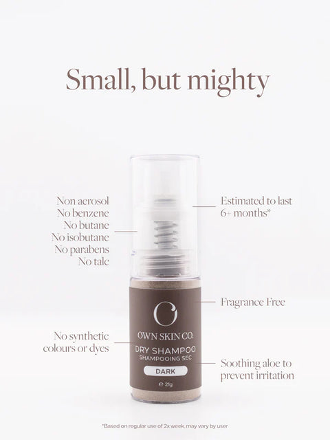 A natural, aerosol-free, dry shampoo that lets you go longer between washes - just pump, blend, and go for effortlessly fresh hair! Our unique powder pump delivers dry shampoo to your roots that absorbs oil, adds volume and lets you go longer between washes. This is done with a full lineup of clean ingredients!