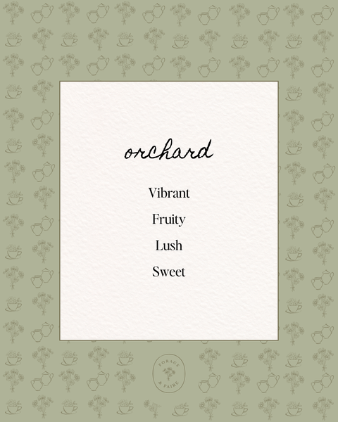 Our Orchard Perfume is fresh, vibrant, and softly romantic. Orchard captures the feeling of spending an afternoon amongst fruit-laden branches during the summer. Orchard is juicy, delicate and drenched in sweetness. The result is a lush, uplifting scent - radiant, balanced, and full of natural beauty.