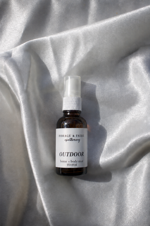 Outdoor Home + Body Mist is a fresh, herbaceous mist crafted to help you enjoy time outside more comfortably. Bright citrus and clean botanical notes create a crisp, refreshing scent that feels light on the skin while naturally helping to keep bugs at bay. Perfect for evenings on the patio, walks through the woods, or slow summer nights outdoors, this blend brings a clean, grounding freshness wherever you go.