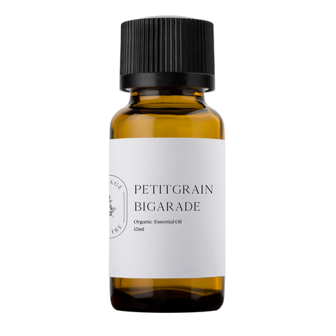 Petitgrain Bigarade carries a fresh, green-citrus aroma with soft floral undertones, gentle woodiness, and a faint bittersweet peel-like edge. Long used in Mediterranean and perfumery traditions, it is the quieter, more herbal expression of the bitter orange tree’s aromatic family.