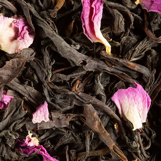 Rose Black is a simple, lovely tea that makes a great afternoon cup. This tea combines a classic black tea with delicate notes of rose petals.