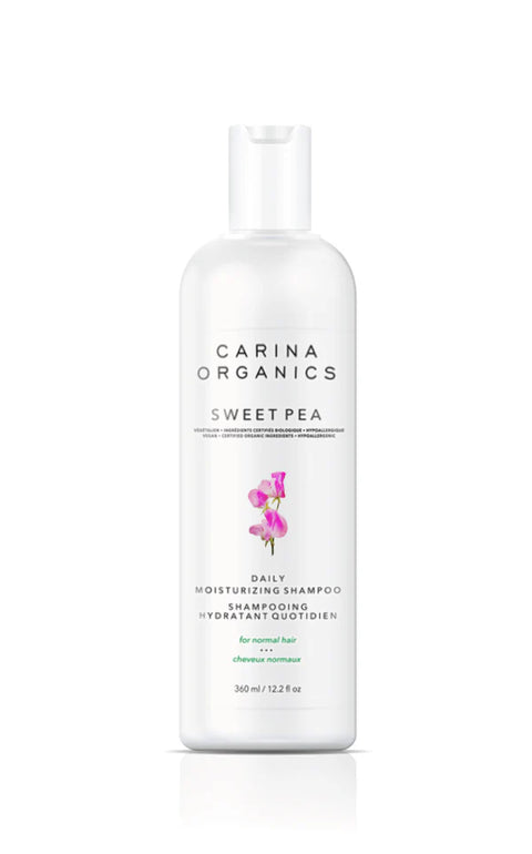 A daily moisturizing shampoo (sweet pea) formulated with certified organic plant, vegetable, flower, and tree extracts.

Helps to restore lustre, volume, body and shine.