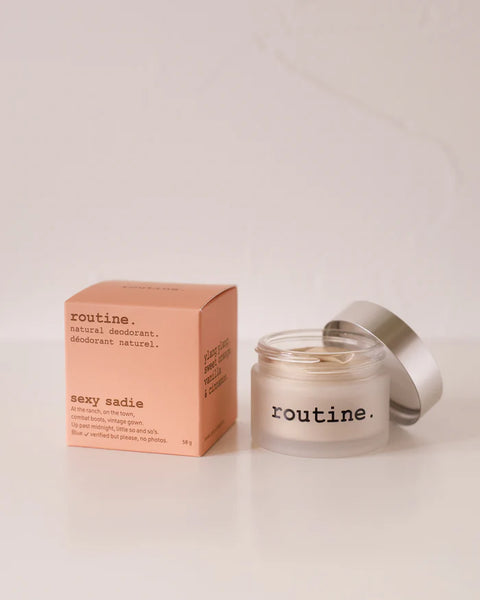 Routine Deodorant's Sexy Sadie Natural Deodorant was created for your underarms, but its natural formula means you can put it on all your places. Your feet, between your thighs, nape of neck, and your underboobs are all great places to prevent/remedy unsavoury smells and get your signature scent amplified.