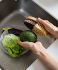 Our unique sisal &  palm bamboo vegetable brush is perfect for scrubbing farm-fresh fruits, vegetables, shellfish.