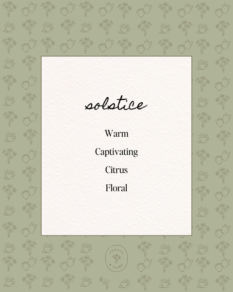 Our Solstice Perfume is warm, captivating and perfectly captures the balance between light and depth. With notes of citrus, warmth, florals and cream, Solstice is a grounding yet uplifting blend.