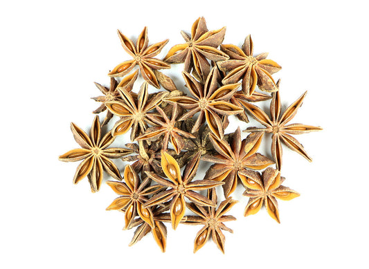 Star Anise (Illicium verum) originates in China where it is a traditional ingredient in the Chinese 5 Spice blend. Star Anise is known for its hotter, more pungent and bitter "licorice like" flavour in comparison to the European Anise.