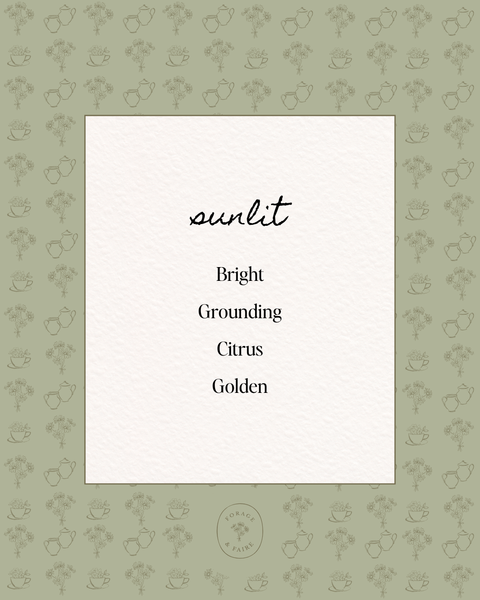 Our Sunlit perfume is bright, warm and softly grounding. Sunlit captures the feeling of golden light on skin with notes of sparkling citrus and smooth warmth. Sunlit is a balanced scent that is both uplifting and deeply comforting - like liquid sunshine.