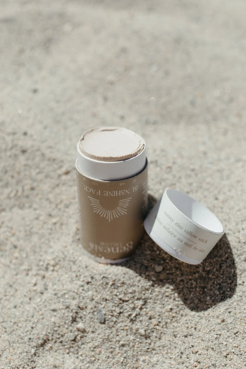 Genesis Tallow's Zinc Sunshine Tallow Stick is a water/sweat resistant outdoor formula that promotes broad-spectrum UV coverage.
