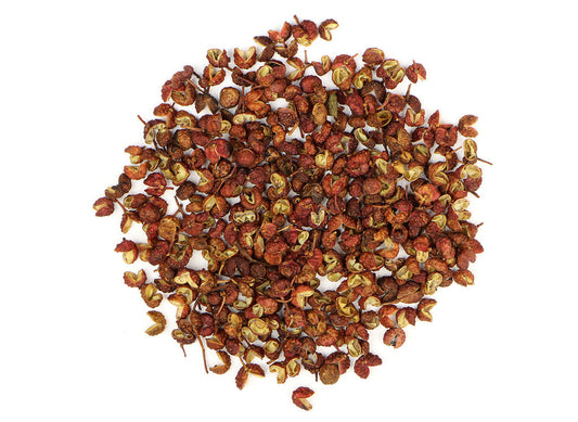 Szechuan Pepper (Zanthoxylum bungeanum) is a member of the citrus family. Originating in China, Szechuan Pepper is not a true pepper. Szechuan pepper is characterized by its tart, lemony, acrid flavor; it is also woodsy and slightly peppery.
