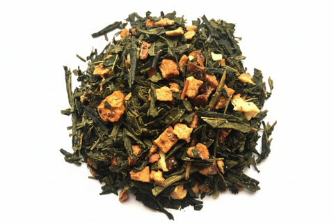 Apples pieces dusted with ceremonial matcha and blended onto a bed of Japanese Sencha. Incredible notes with a mild sweetness from the apple.