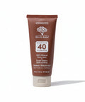 This 100% mineral SPF 40 sunscreen is designed to blend mostly clear on all skin tones, feel light and smooth under makeup, and remain gentle enough for sensitive skin. 