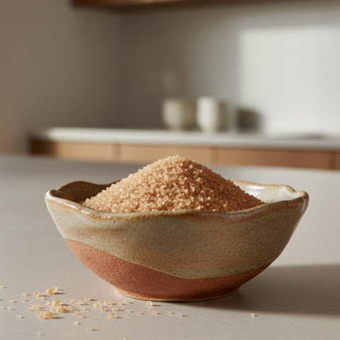 Organic Demerara Sugar is a light brown, unrefined sugar made from organic sugarcane. It has a subtle molasses flavour and crunchy texture, making it perfect for sweetening coffee, tea, and baked goods. This natural sugar adds a golden hue and rich taste to your favourite recipes.